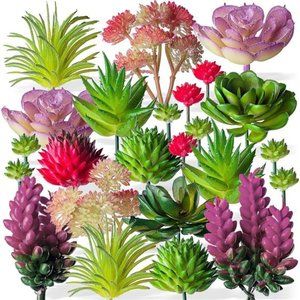 24 Mini Artificial Succulent Plants Unpotted Fake Succulents Realistic Plastic